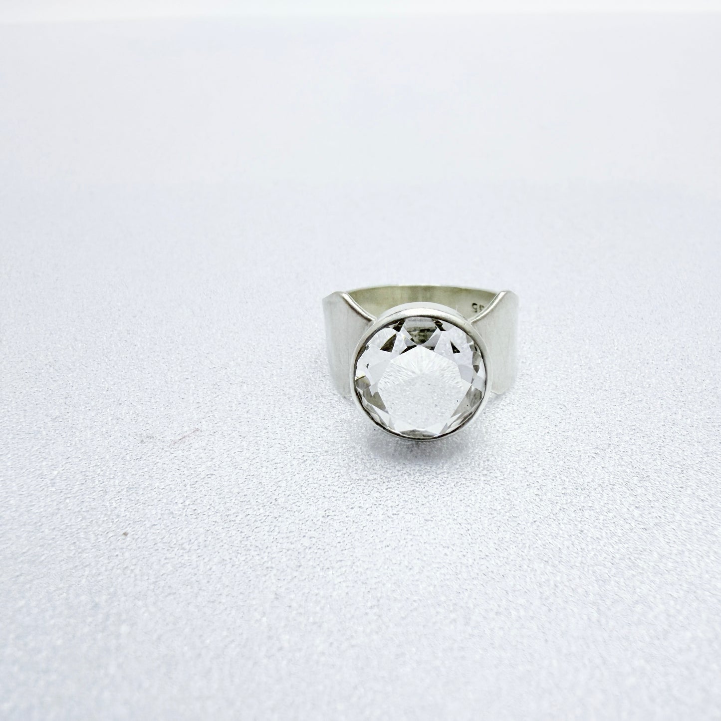 Vintage 1950-60s Solid Silver Rock Crystal Ring.