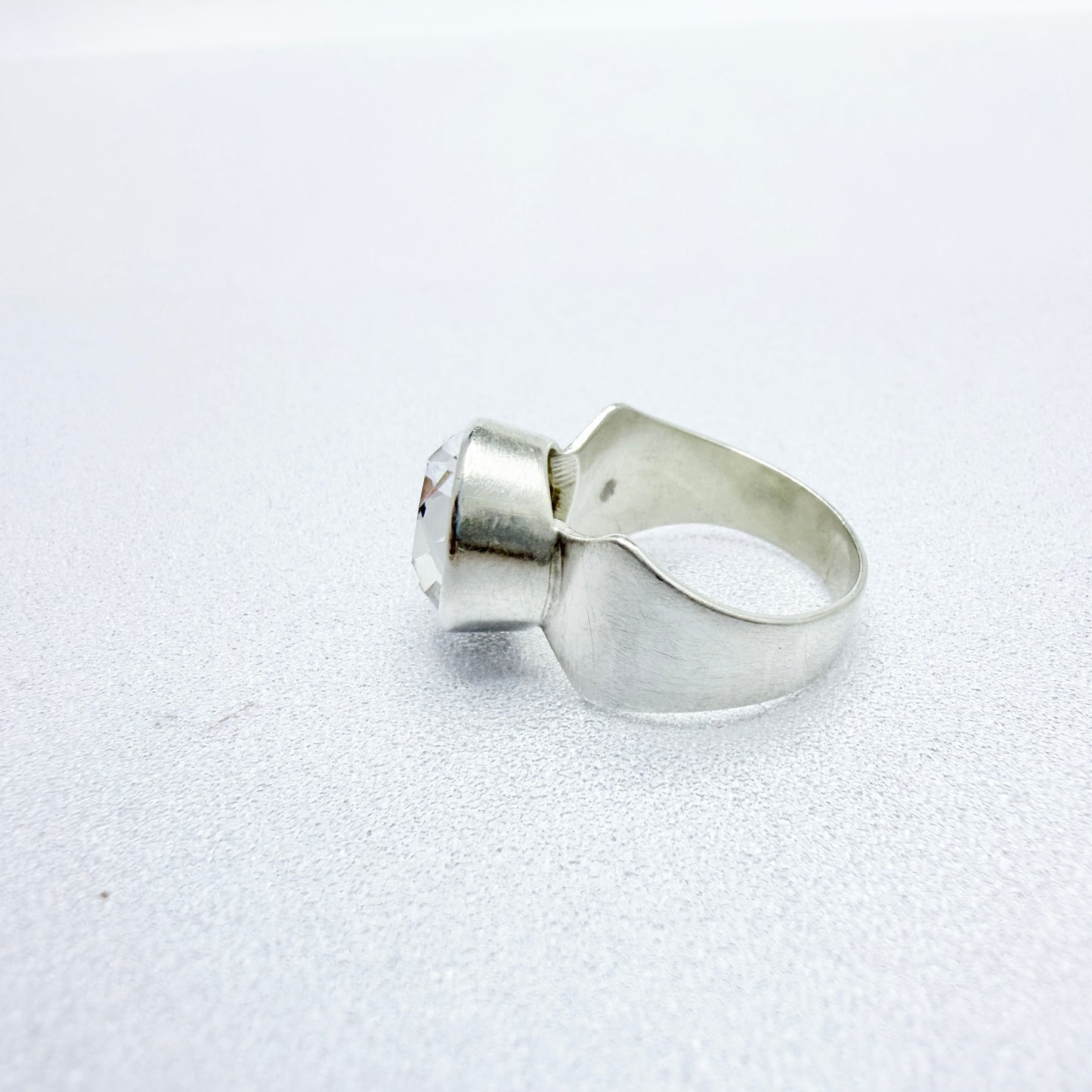 Vintage 1950-60s Solid Silver Rock Crystal Ring.