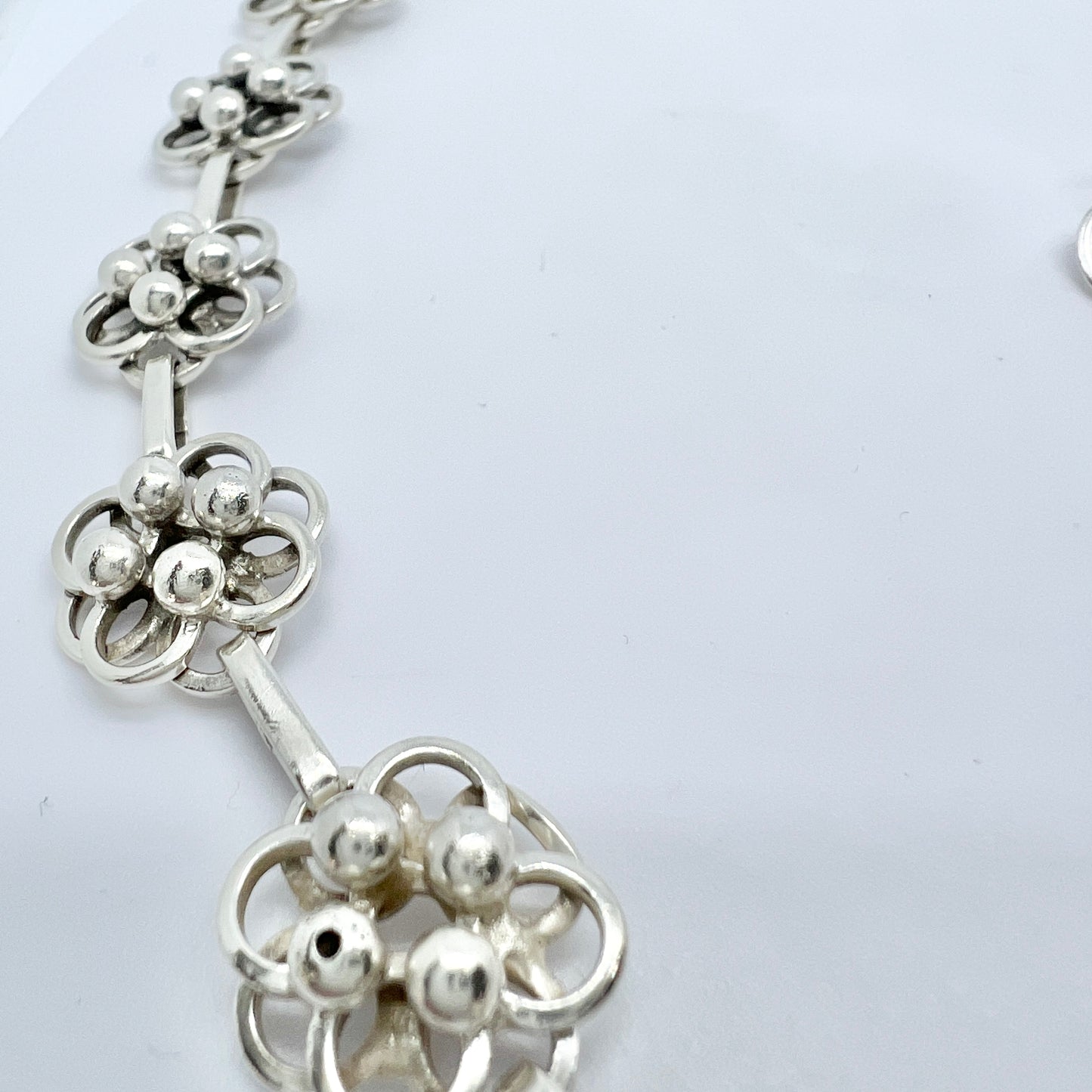 Hermann Ole Jacobsen, Denmark 1947-1957. Vintage Sterling Silver Necklace + Earrings.