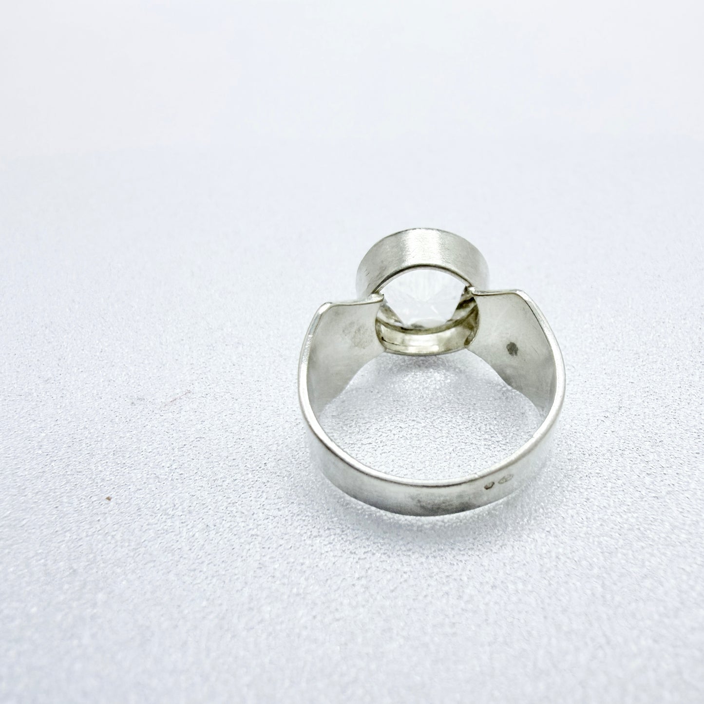 Vintage 1950-60s Solid Silver Rock Crystal Ring.