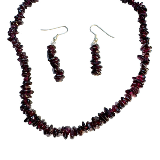 Garnet Necklace and Earrings.
