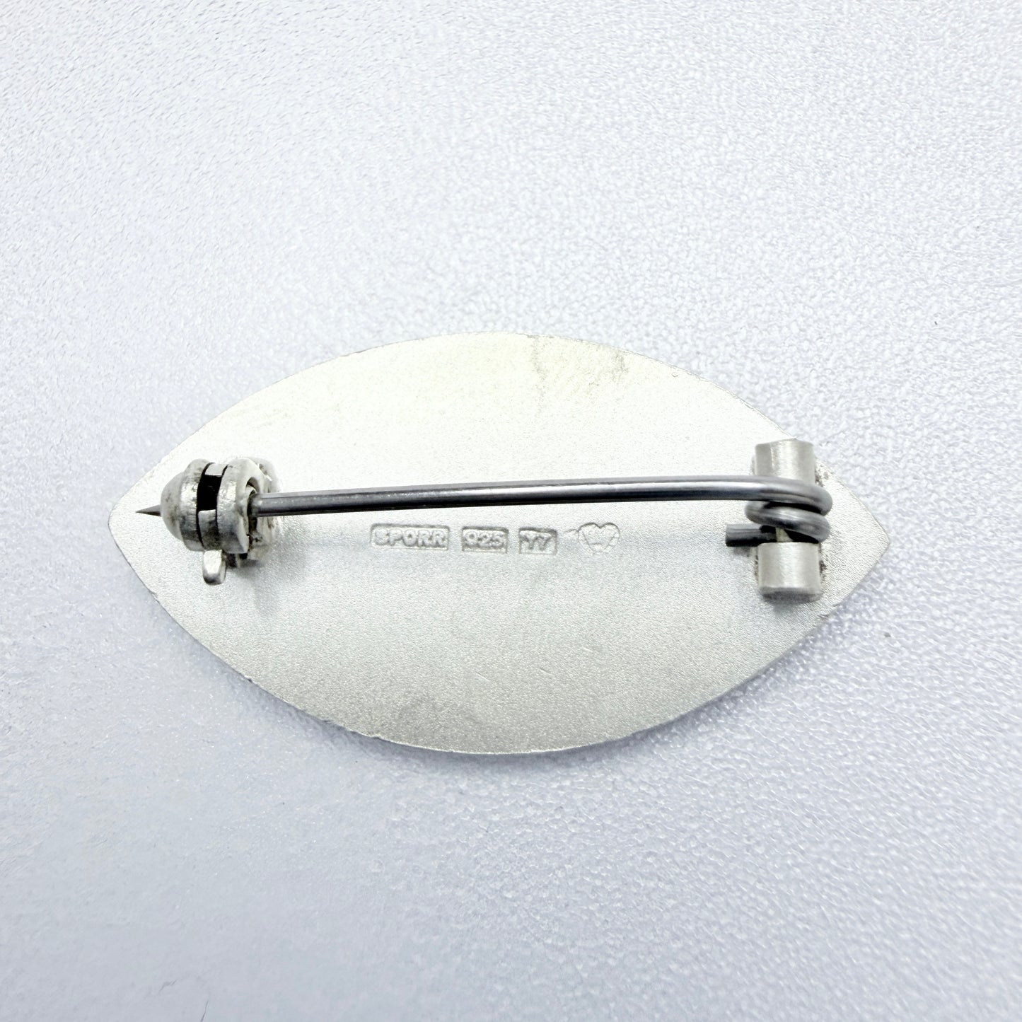 Sporrong, Finland. Vintage Sterling Silver Enamel Monogram Brooch. EB