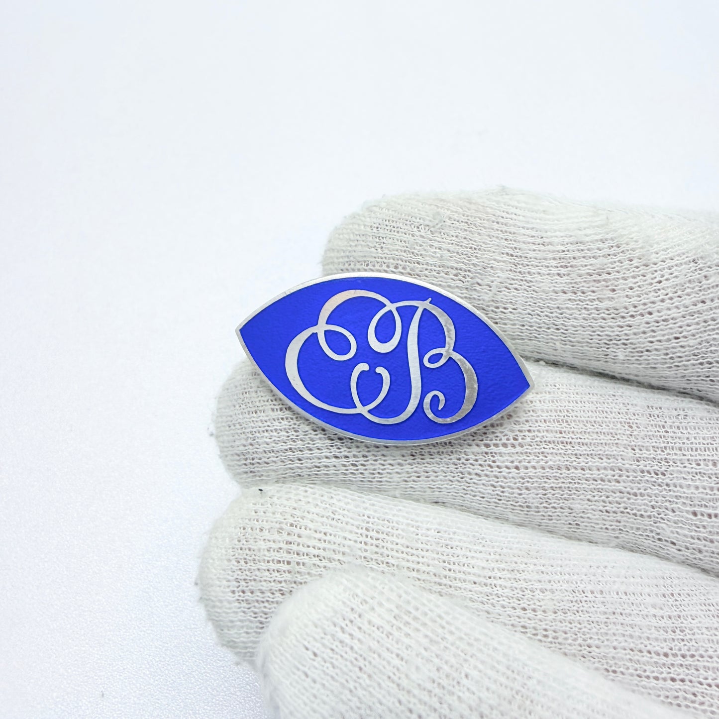Sporrong, Finland. Vintage Sterling Silver Enamel Monogram Brooch. EB