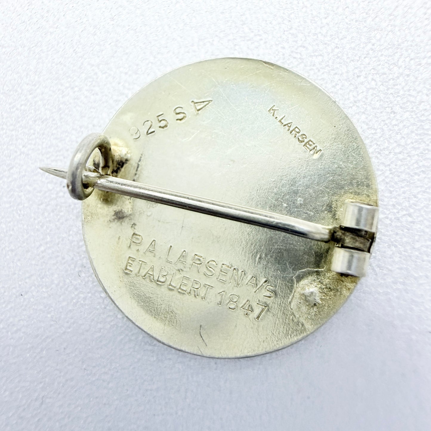 Denmark c 1930s. Sterling Silver Enamel Tobacciana Brooch Pin.