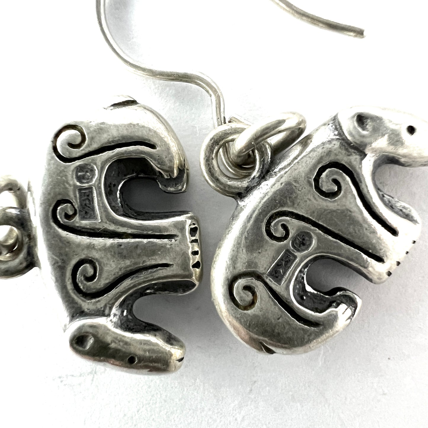 Kalevala Koru, Finland. Vintage Sterling Silver Bear Earrings.