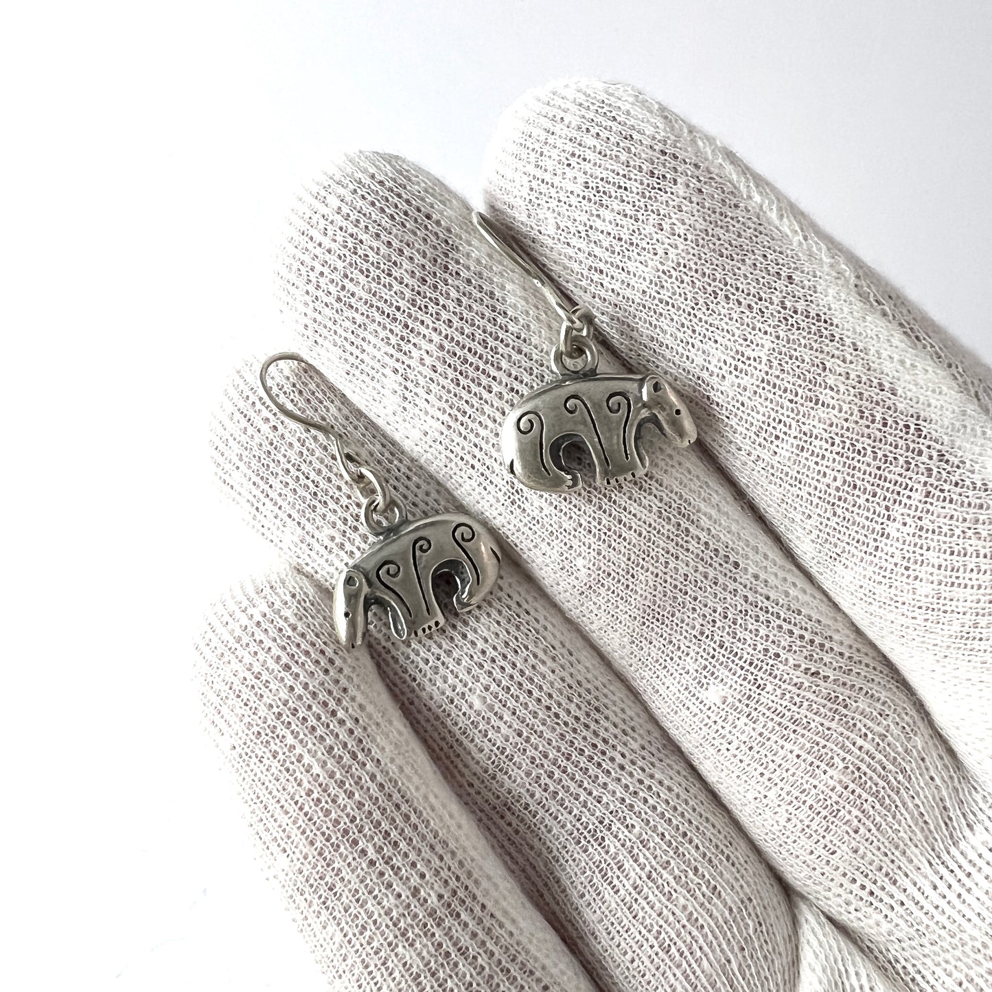 Kalevala Koru, Finland. Vintage Sterling Silver Bear Earrings.