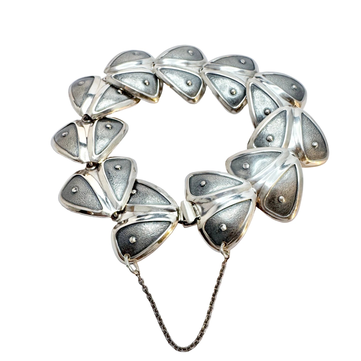Victor Janson, Sweden year 1960. Vintage Mid-century Modern Sterling Silver Bracelet.