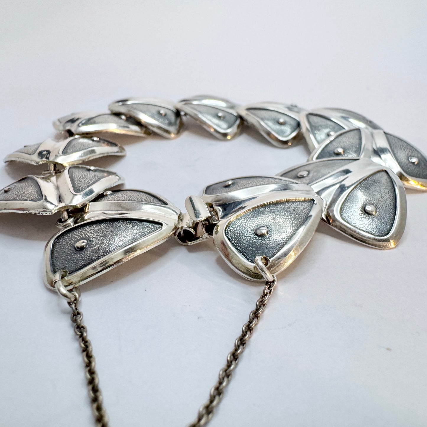 Victor Janson, Sweden year 1960. Vintage Mid-century Modern Sterling Silver Bracelet.