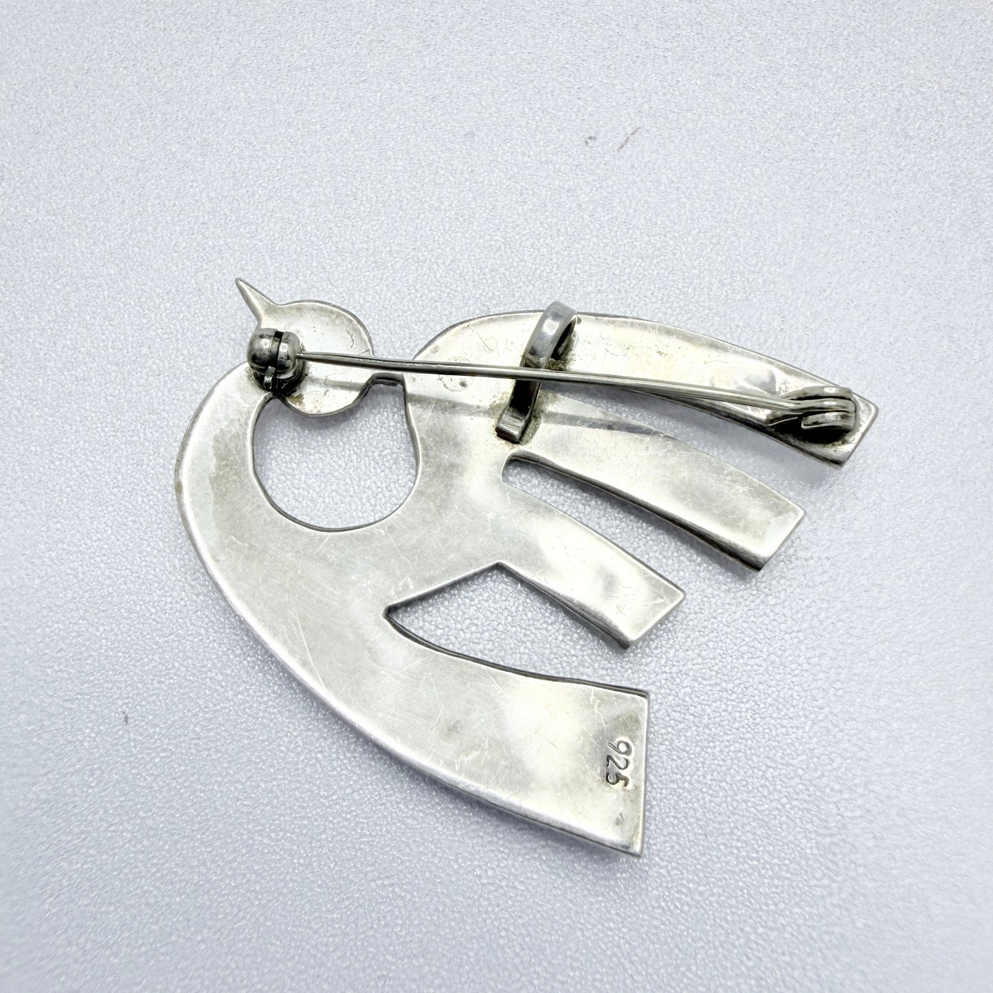 Vintage Sterling Silver Turquoise Inlay Bird Brooch.