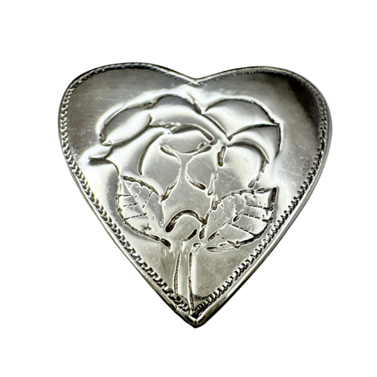 Sweden 1983. Vintage Sterling Silver Heart Rose Flower Pendant.
