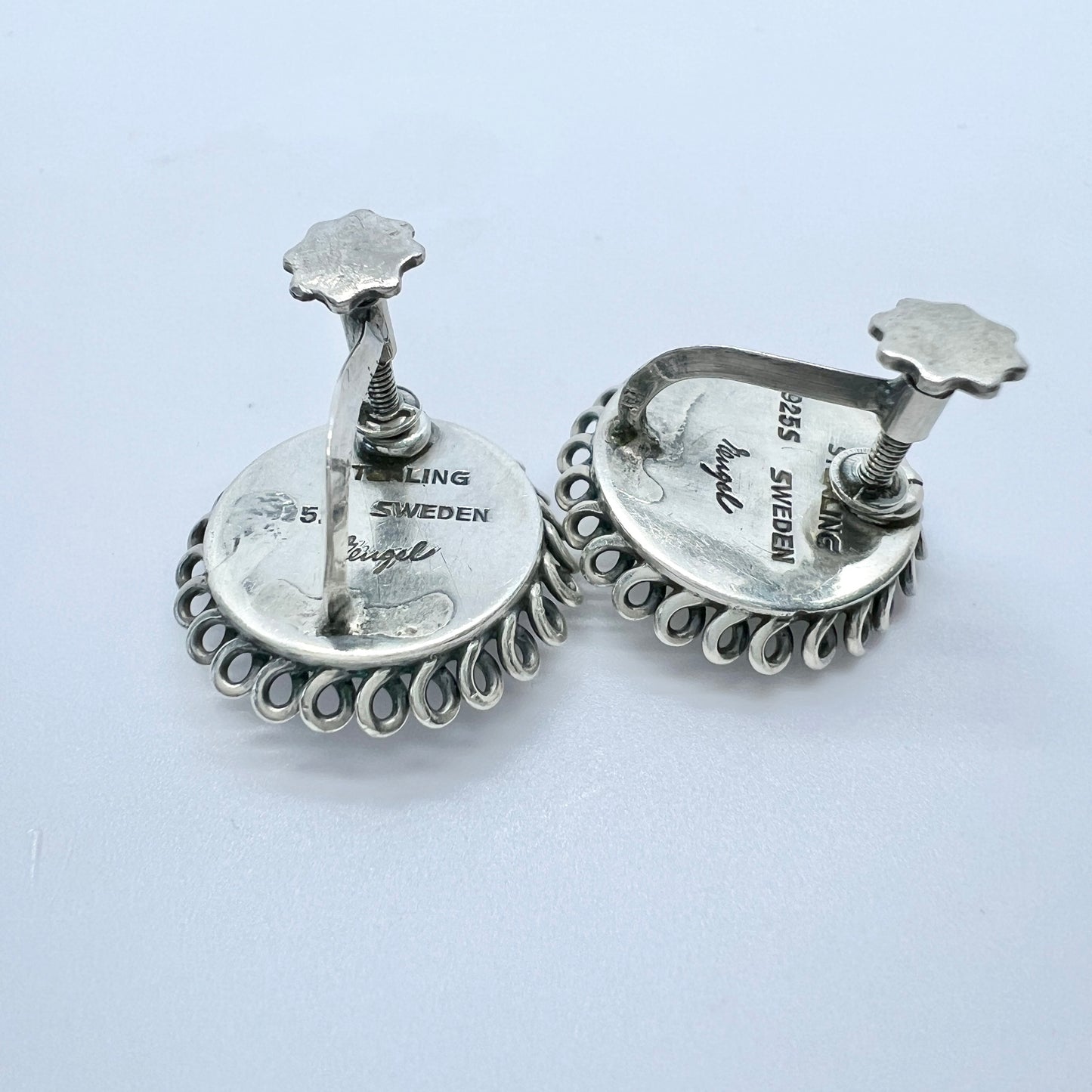 Gertrud Engel, Sweden 1950s. Vintage Sterling Silver Earrings. Signed