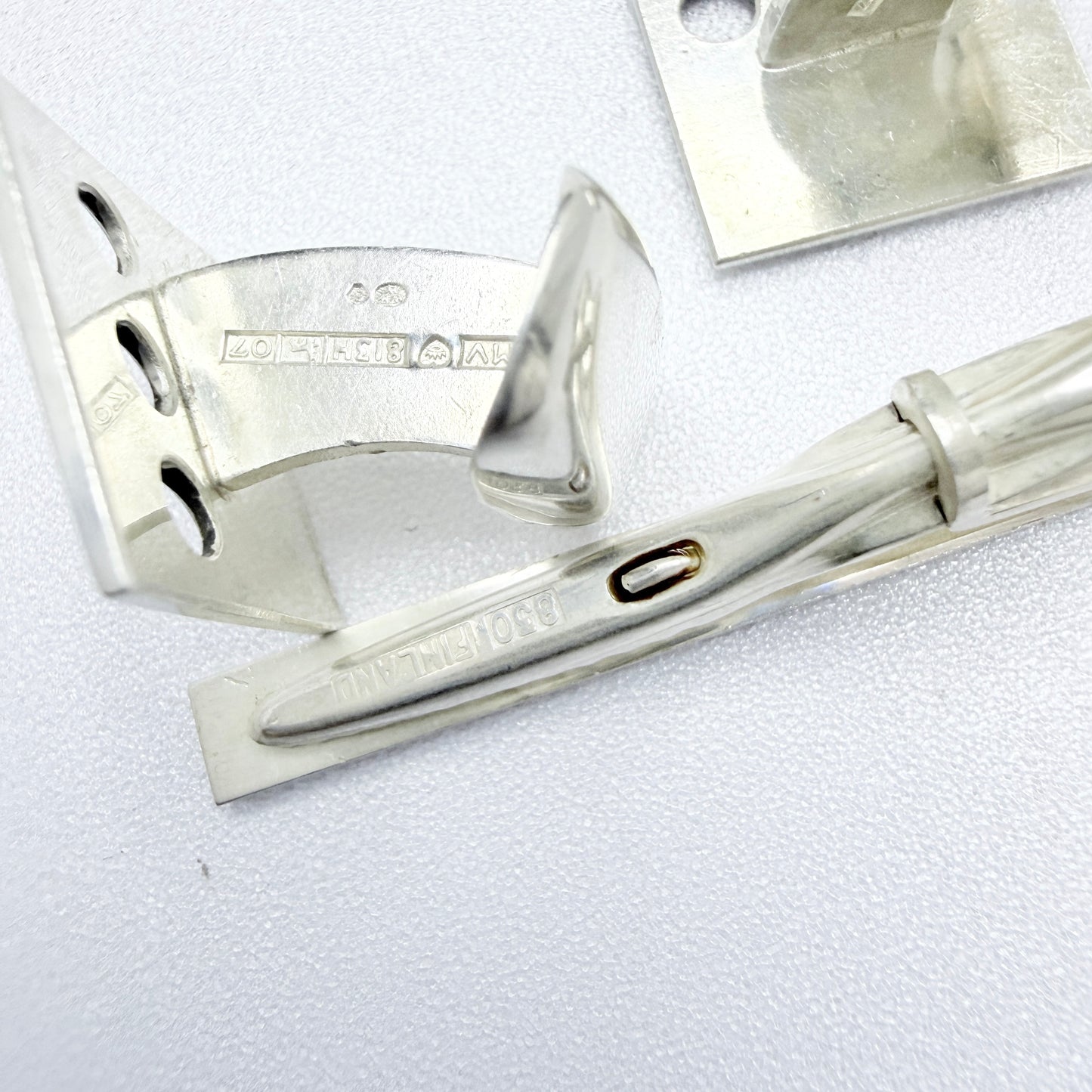 Martti Viikinniemi, Finland 1967. vintage Solid Silver Cufflinks + Tie-clip.