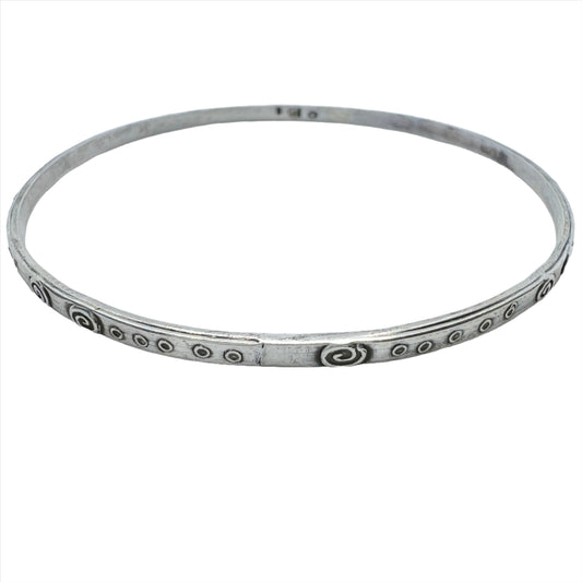 Rytosztuka Collective, Poland 1960-70s Vintage Solid Silver Bangle Bracelet.