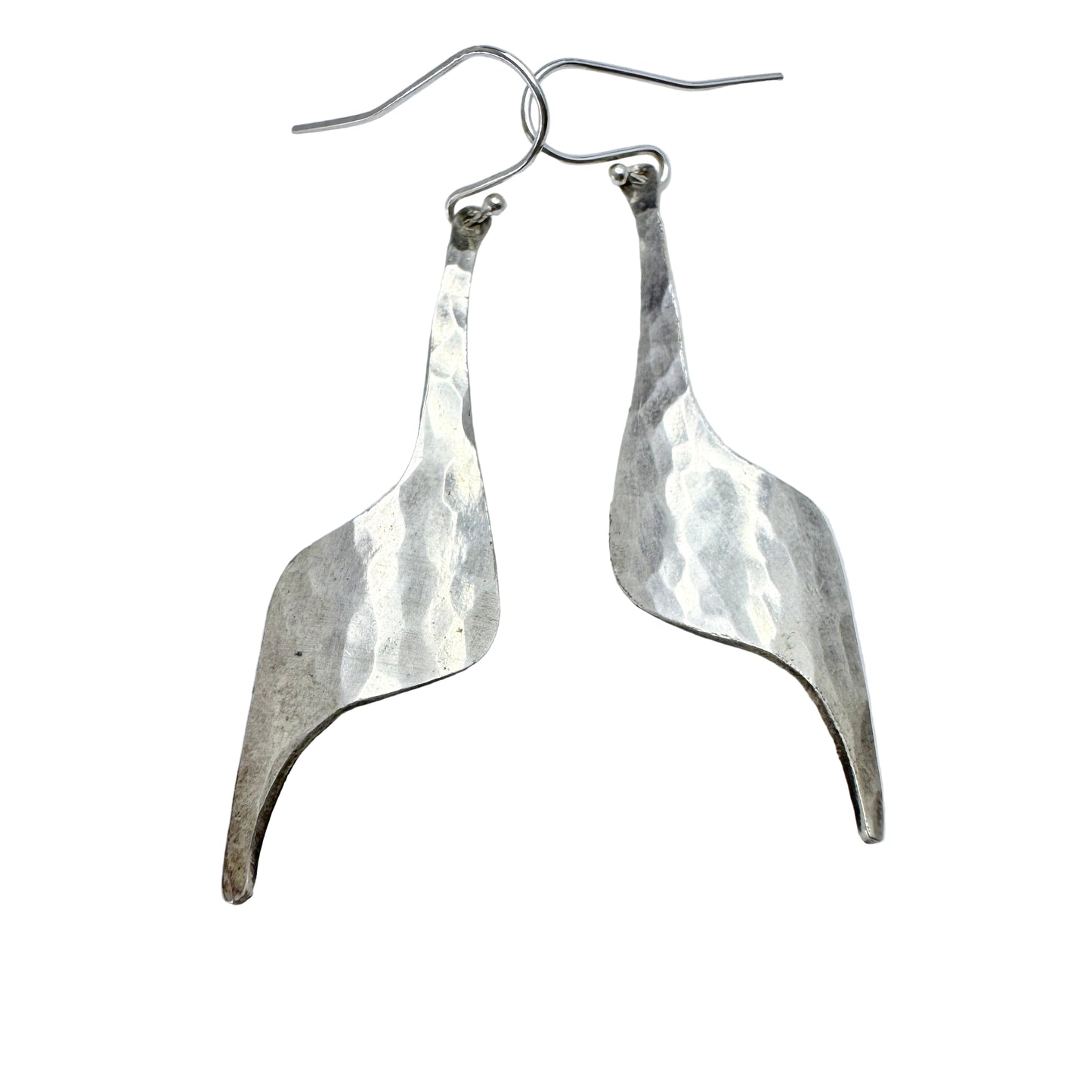 Asbjørn Birkelund, Norway. Vintage Hammered Sterling Silver Dangle Earrings.