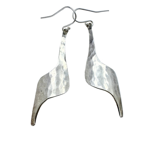 Asbjørn Birkelund, Norway. Vintage Hammered Sterling Silver Dangle Earrings.
