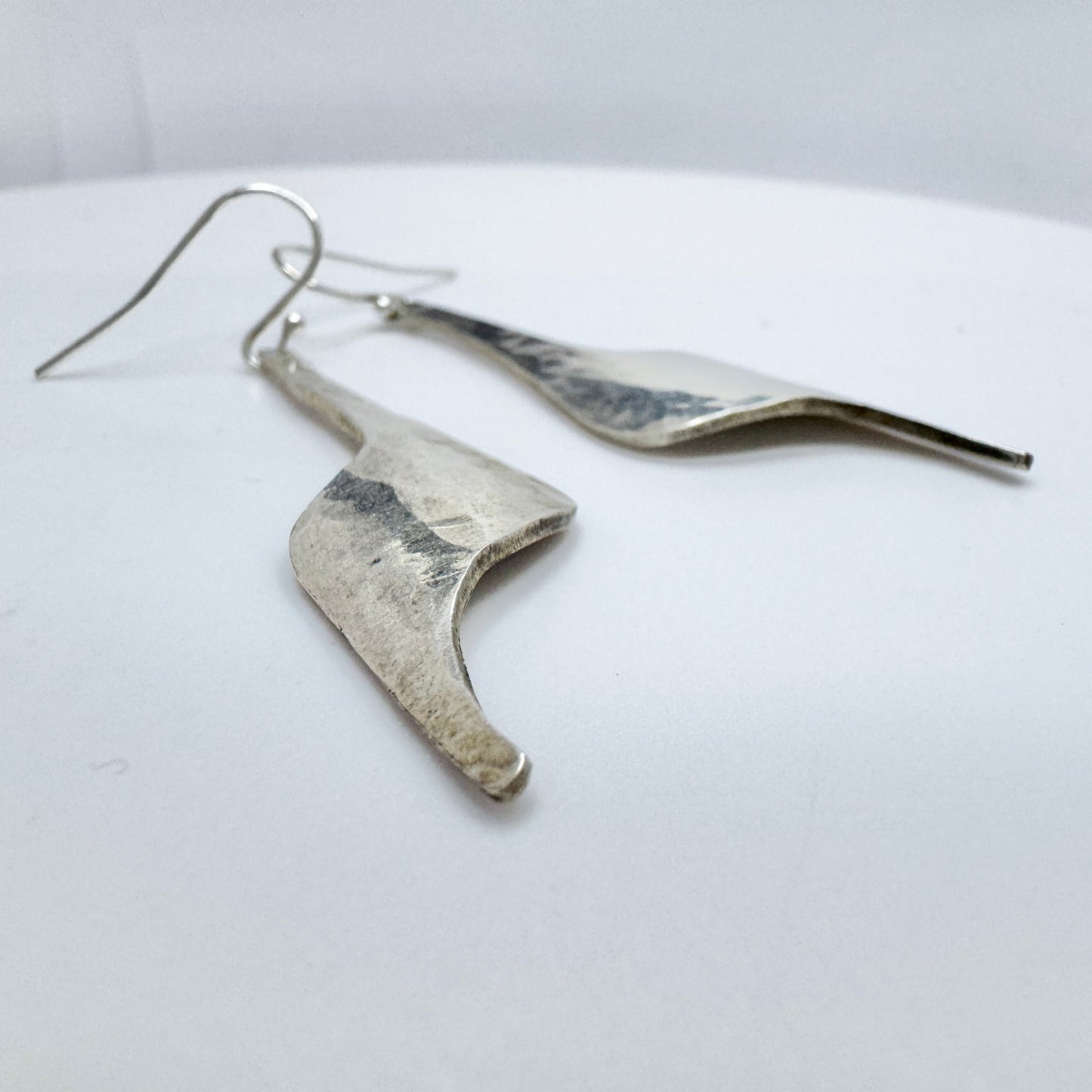 Asbjørn Birkelund, Norway. Vintage Hammered Sterling Silver Dangle Earrings.