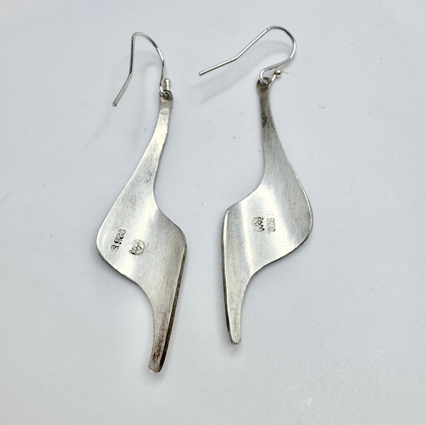 Asbjørn Birkelund, Norway. Vintage Hammered Sterling Silver Dangle Earrings.