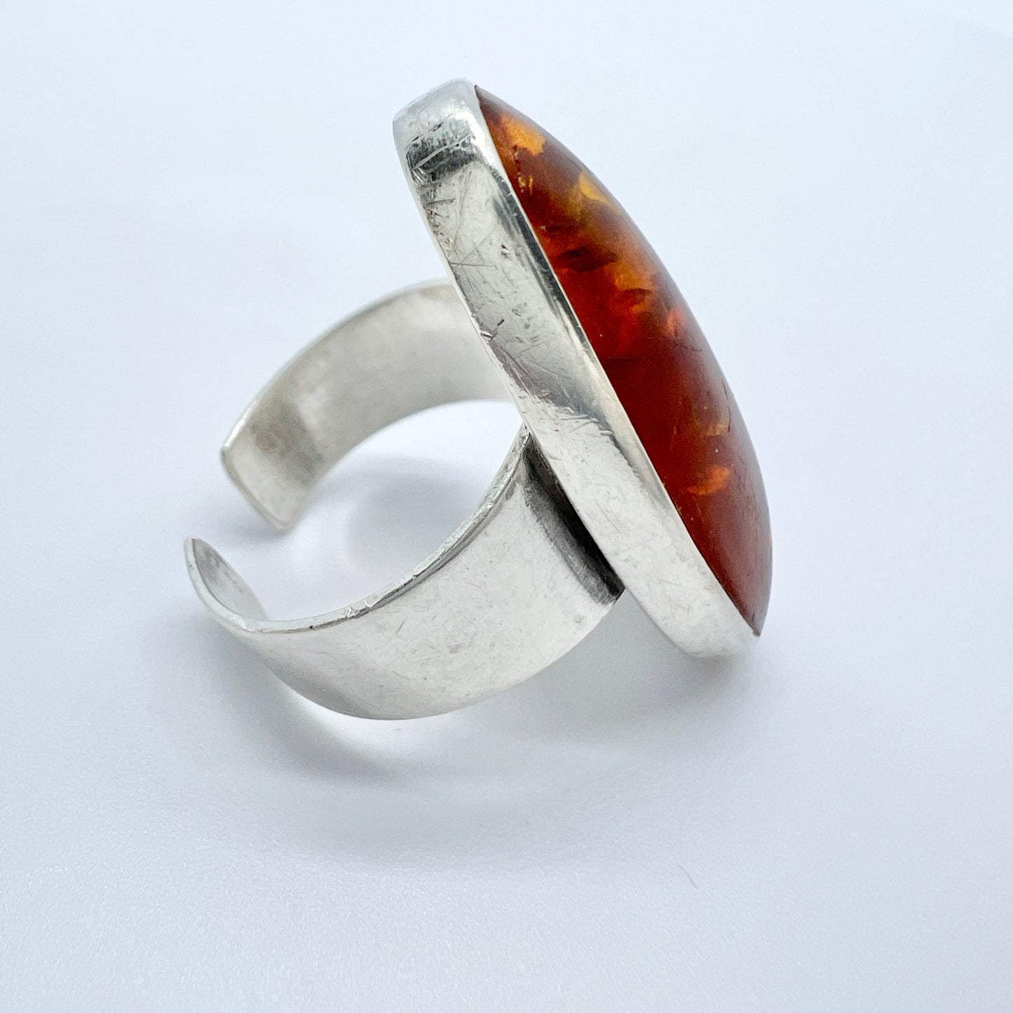 Ostsee-schmuck, Fischland. Vintage Solid Silver Amber Ring.