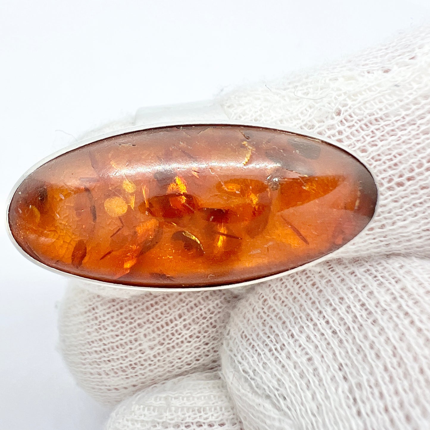 Ostsee-schmuck, Fischland. Vintage Solid Silver Amber Ring.