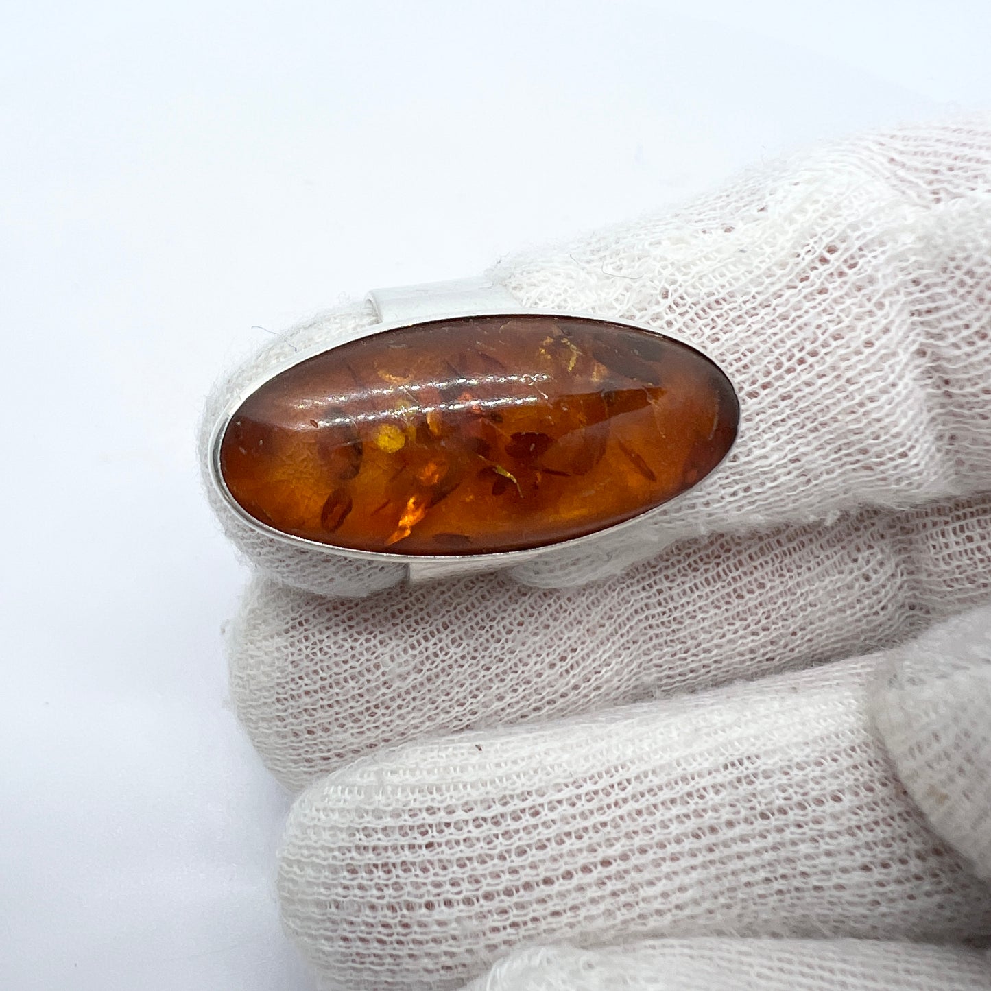 Ostsee-schmuck, Fischland. Vintage Solid Silver Amber Ring.