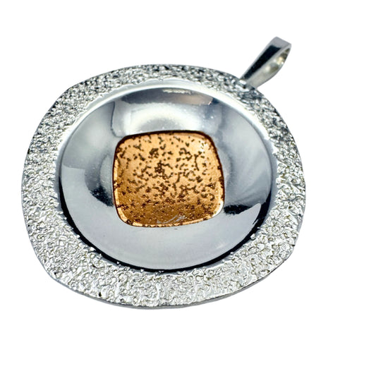 KE Palmberg for Alton, Sweden. Large Vintage Silver Plate Copper Pendant. Signed