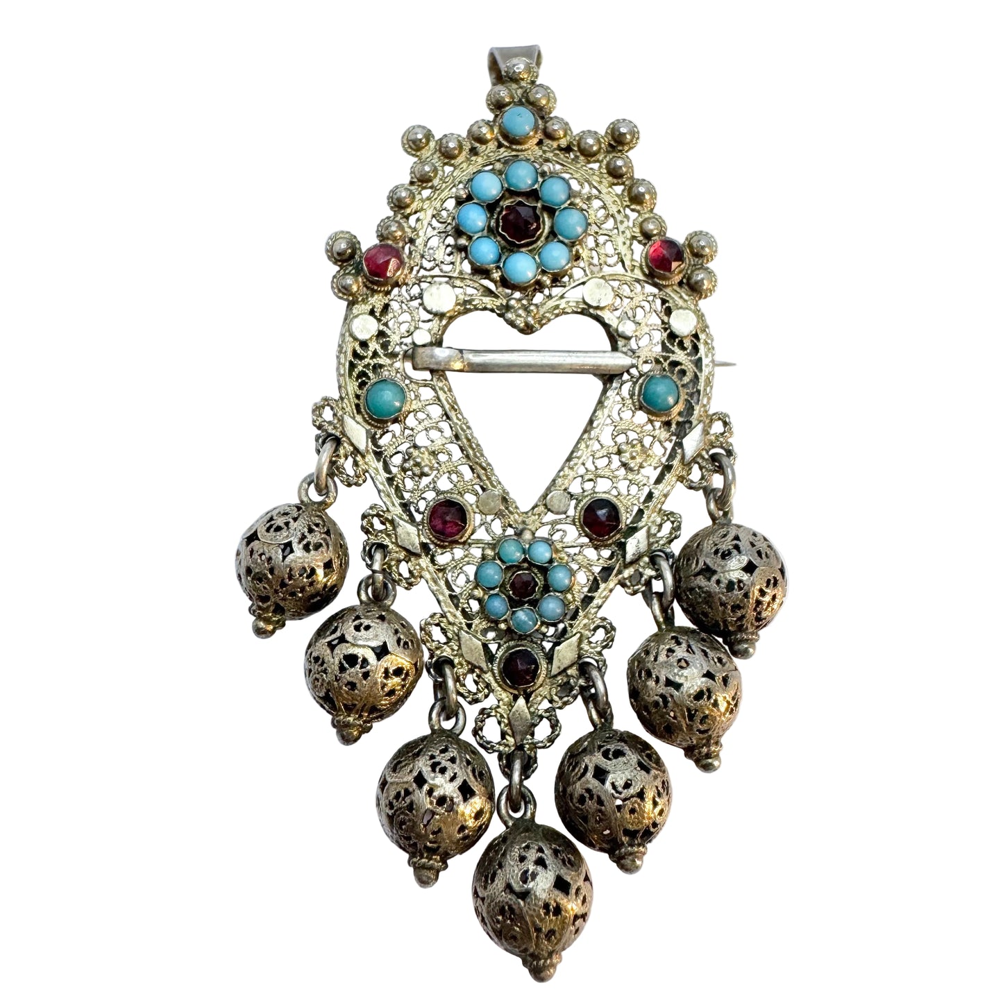 Vierlande Germany 1864. Antique Silver Brooch Pendant.