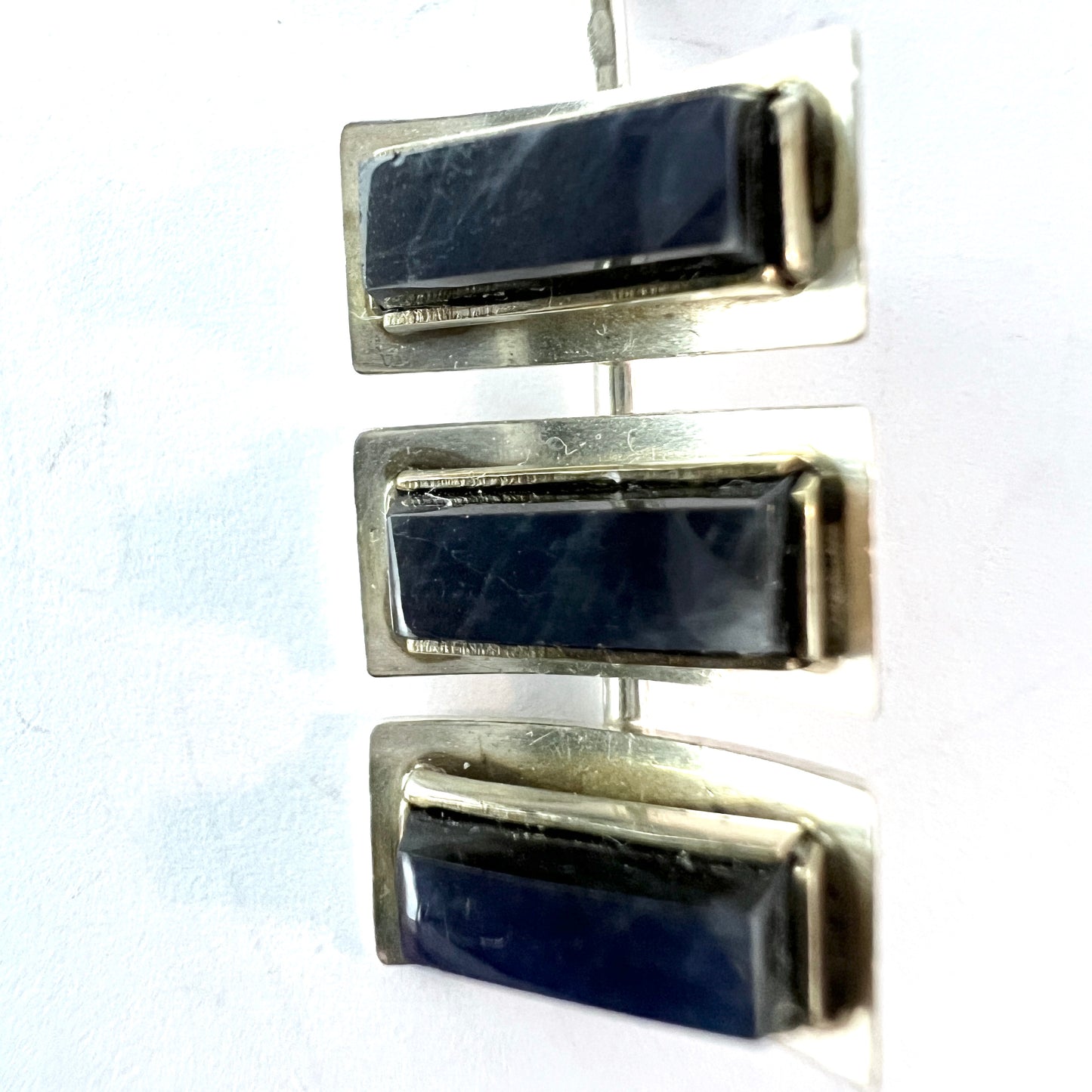 Martti Viikinniemi, Finland 1964. Vintage Solid Silver Spectrolite Pendant.