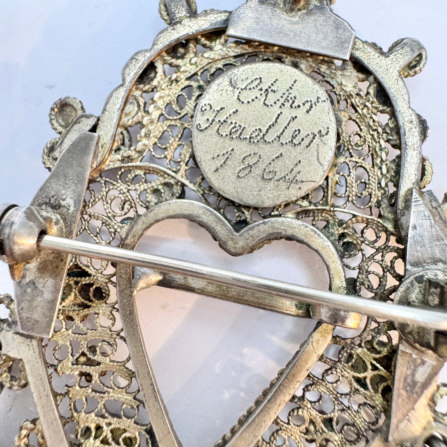 Vierlande Germany 1864. Antique Silver Brooch Pendant.