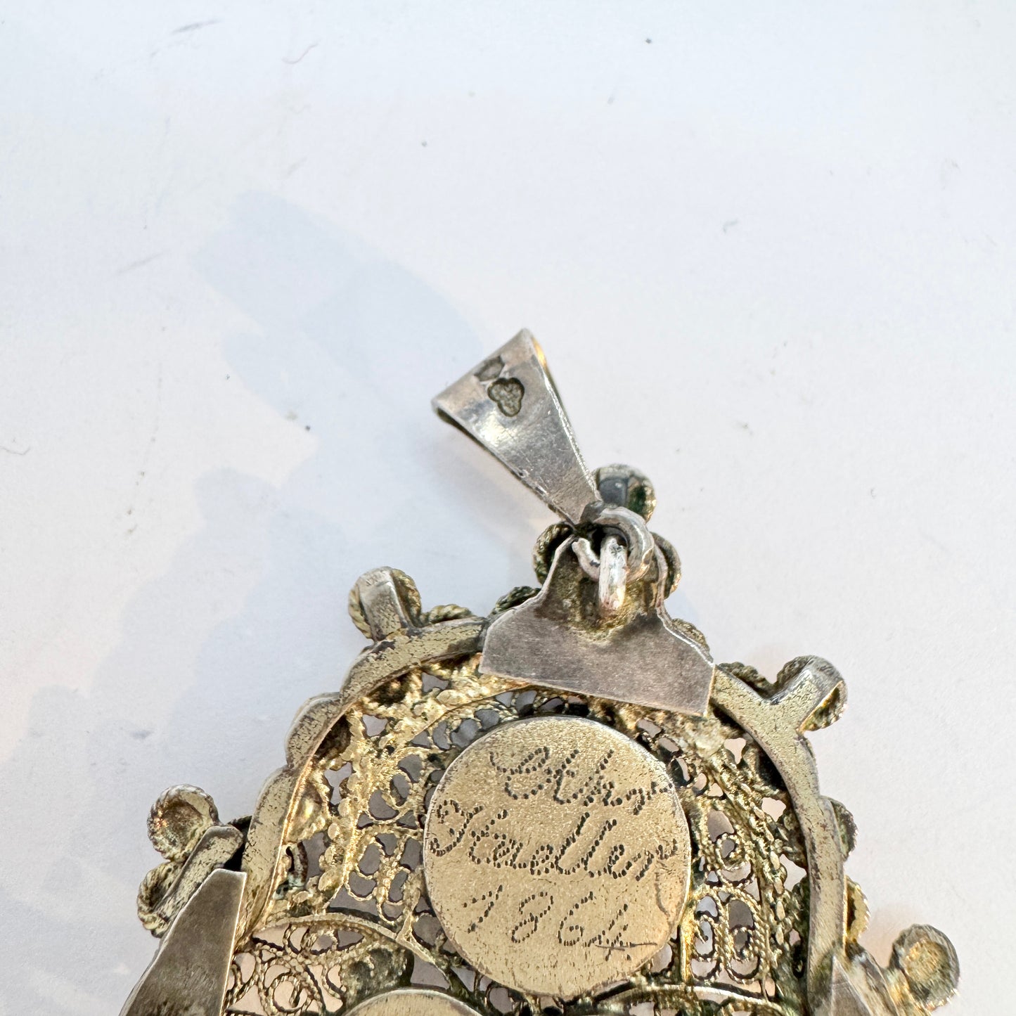 Vierlande Germany 1864. Antique Silver Brooch Pendant.