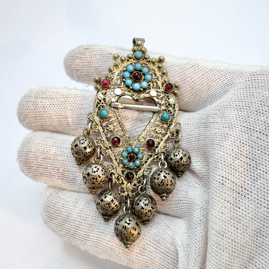 Vierlande Germany 1864. Antique Silver Brooch Pendant.