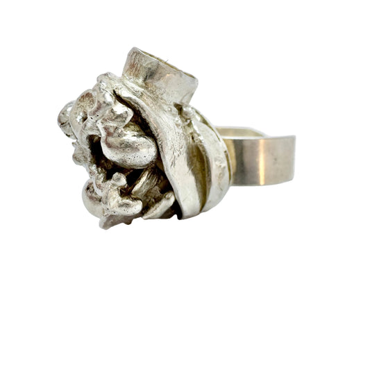 Nehl Faith-Ell, Sweden. Chunky Vintage Brutalist Sterling Silver Ring