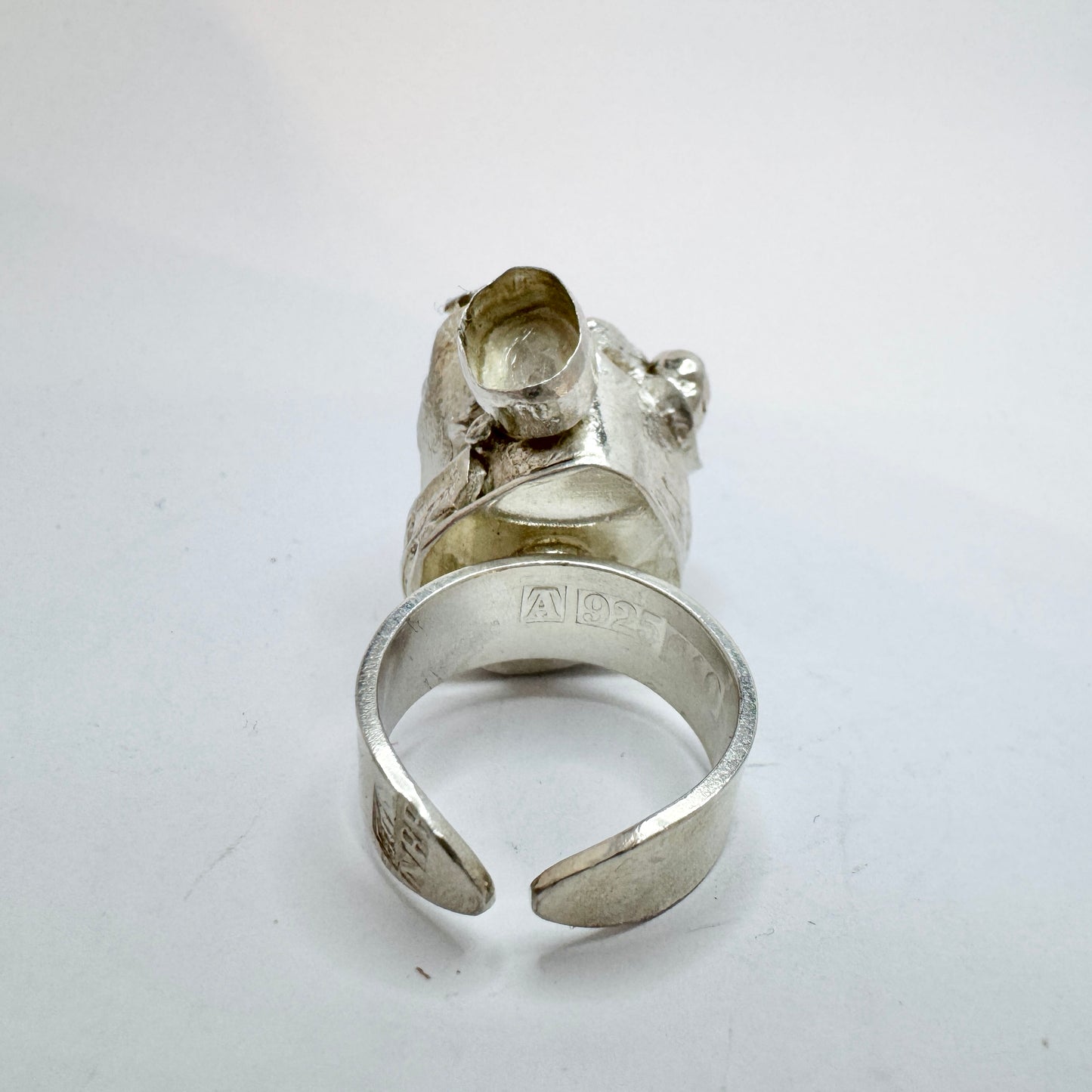 Nehl Faith-Ell, Sweden. Chunky Vintage Brutalist Sterling Silver Ring