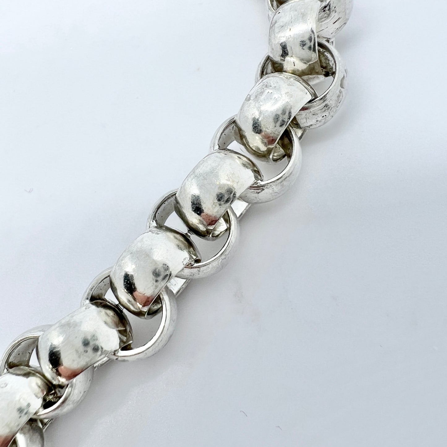 J&A, Denmark c 1900. Antique Solid Silver Watch Chain.