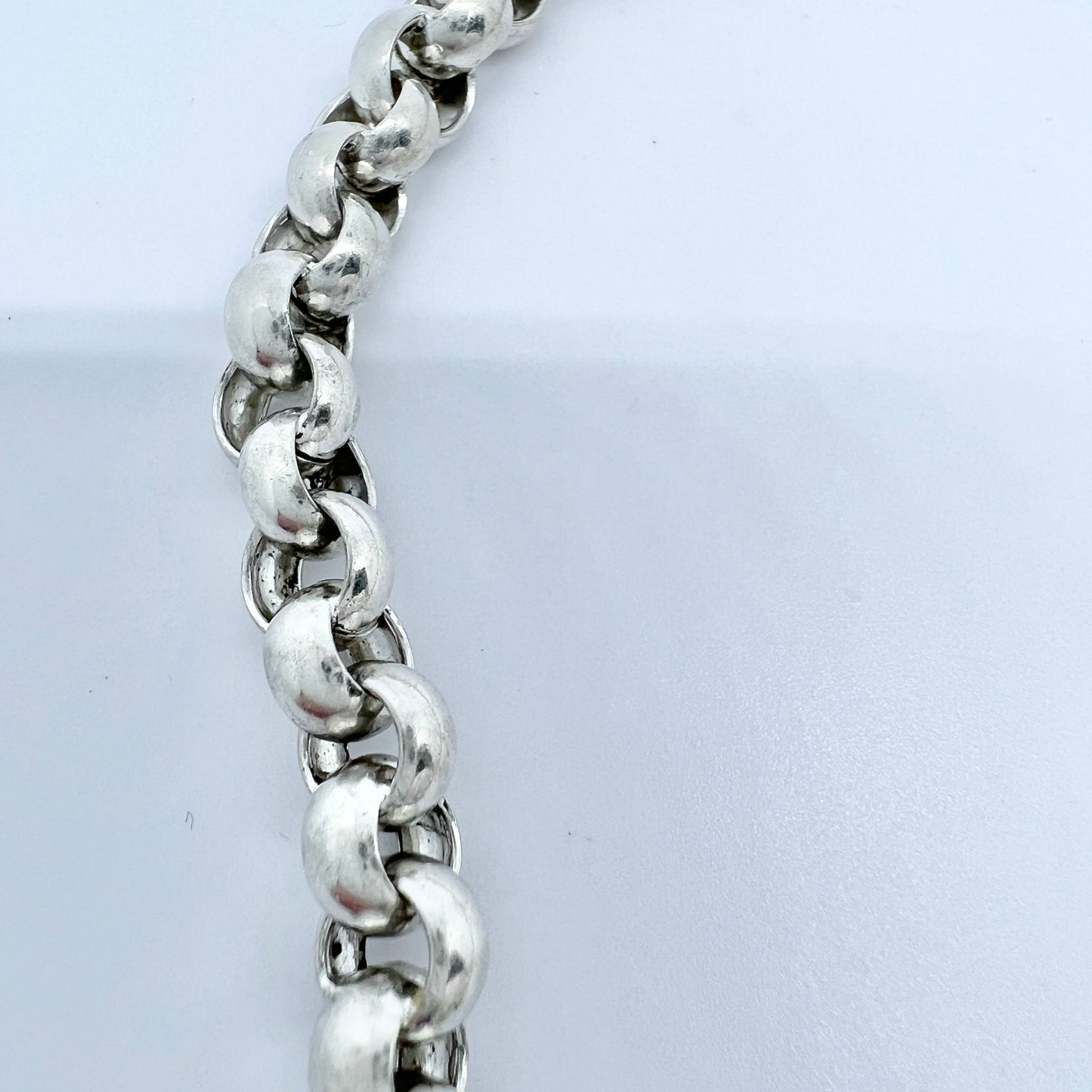 J&A, Denmark c 1900. Antique Solid Silver Watch Chain.