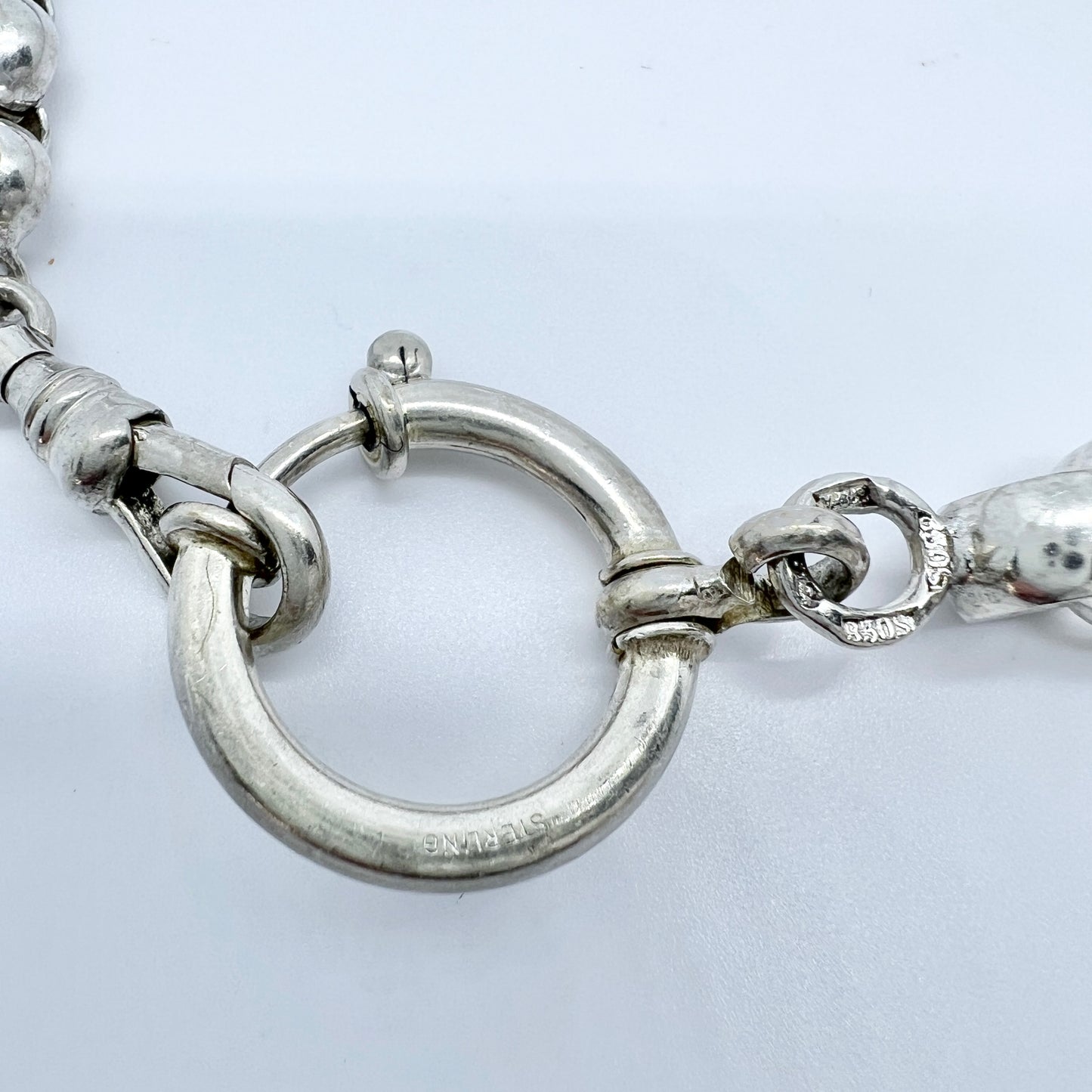 J&A, Denmark c 1900. Antique Solid Silver Watch Chain.