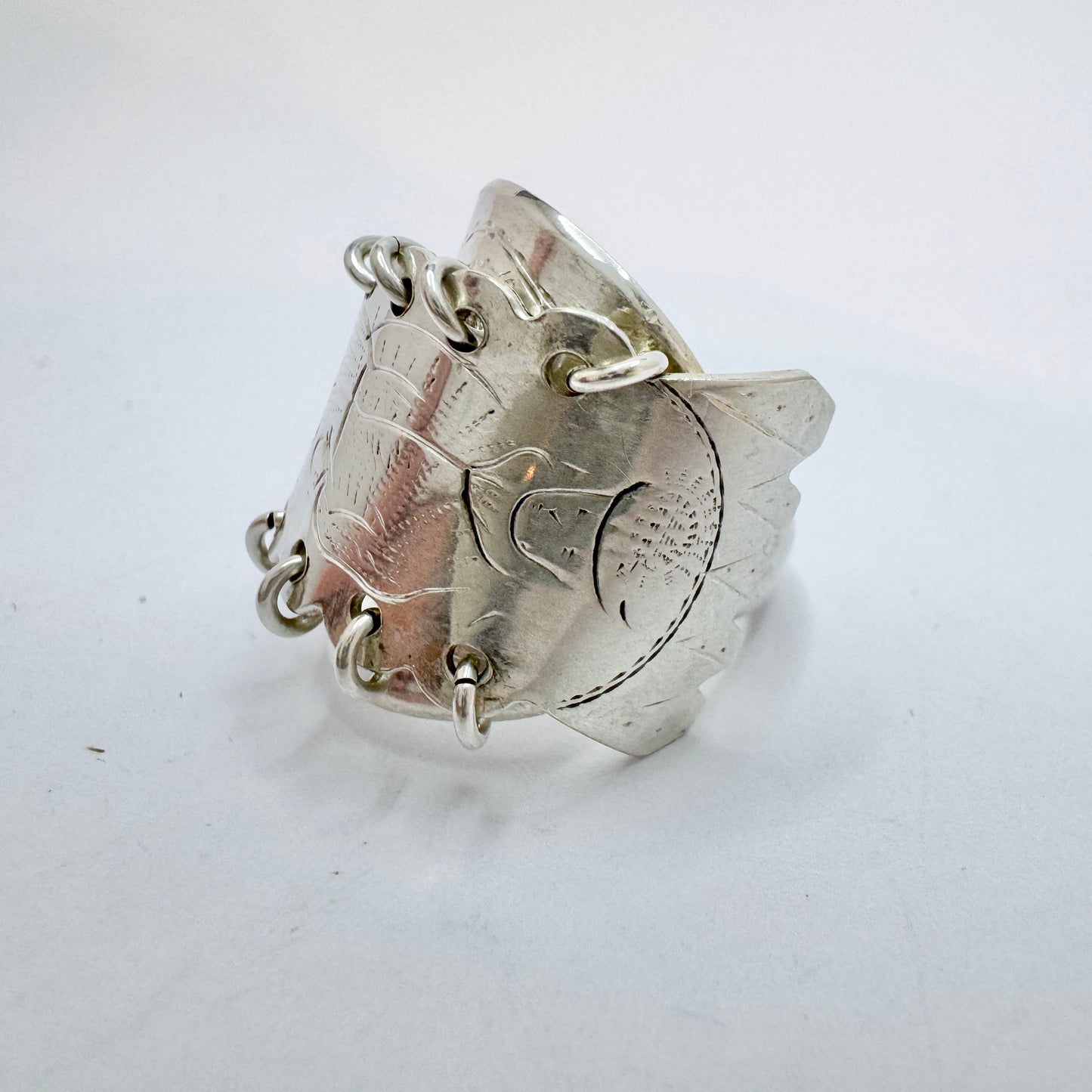 Vintage Solid Silver Sami / Laplander Folk Art Artisan Ring