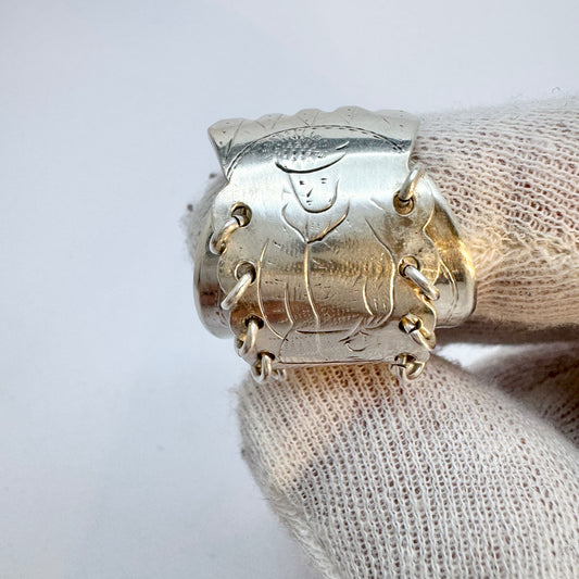 Vintage Solid Silver Sami / Laplander Folk Art Artisan Ring