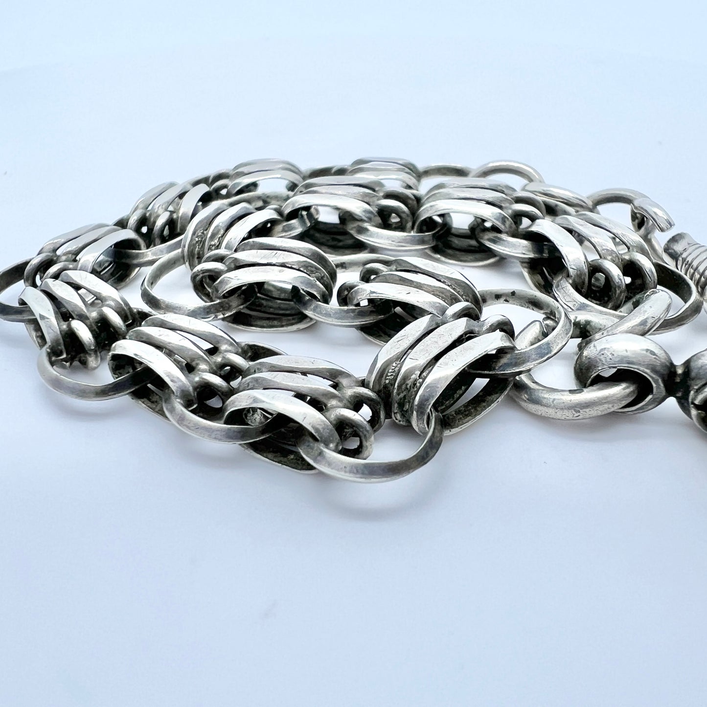 Sweden c 1920s. Antique Solid Silver Watch Chain.