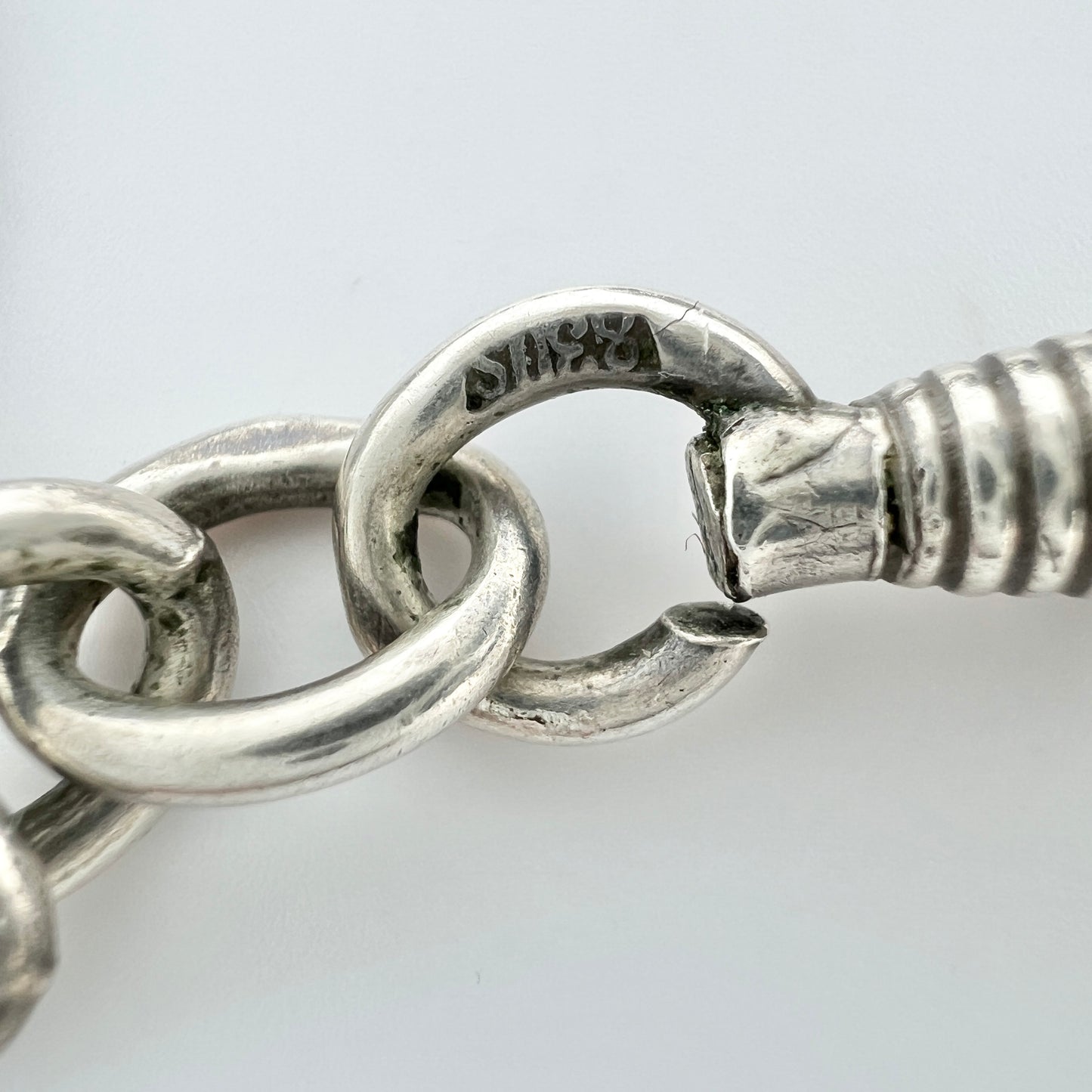 Sweden c 1920s. Antique Solid Silver Watch Chain.