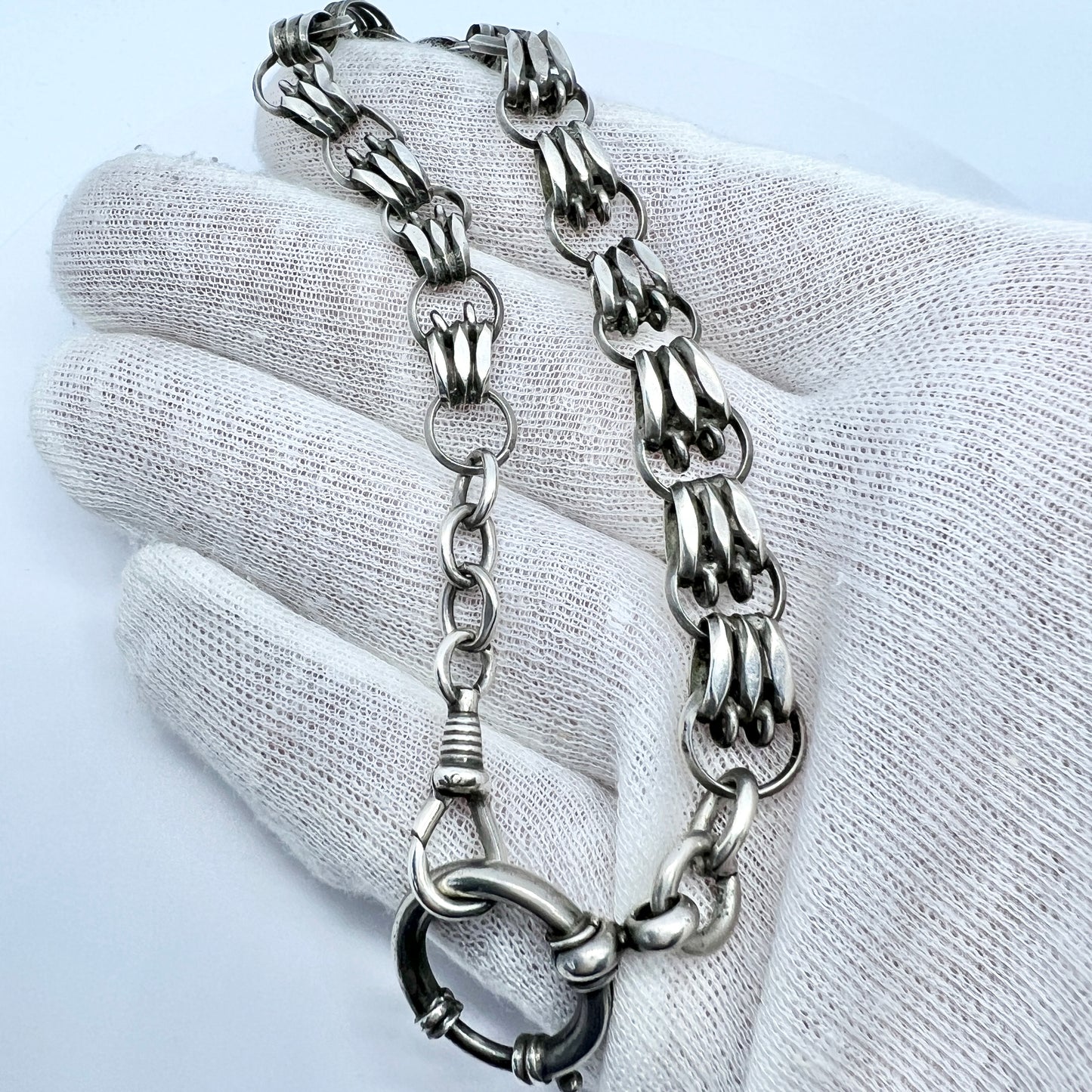 Sweden c 1920s. Antique Solid Silver Watch Chain.