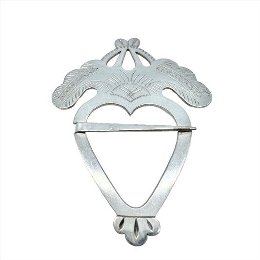 Sven G Gunnarsson, Sweden 1976. Vintage Sterling Silver Traditional Crowned Heart Brooch.