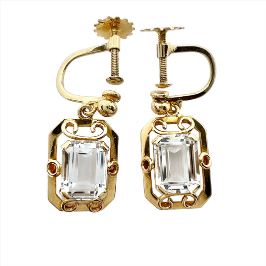Juvelfabriken, Sweden 1949. Vintage 18k Gold Rock Crystal Earrings.