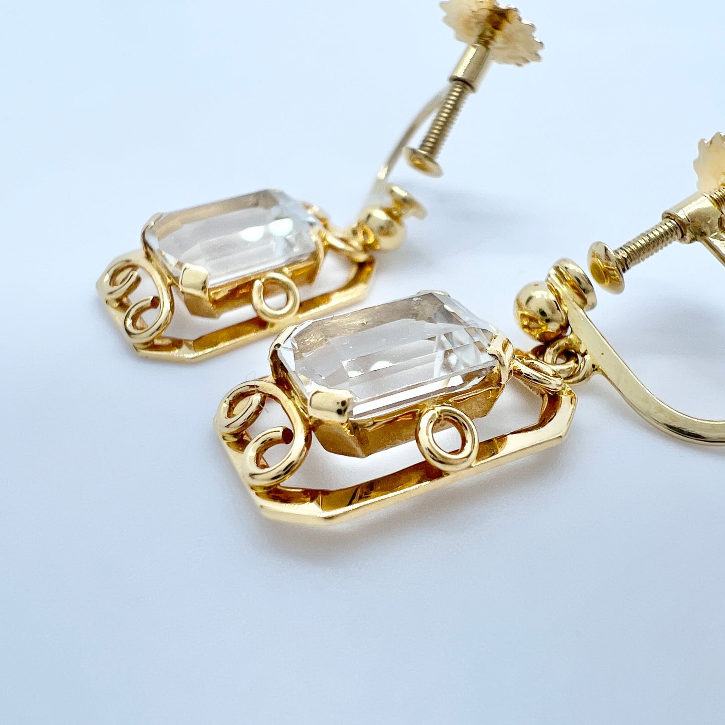 Juvelfabriken, Sweden 1949. Vintage 18k Gold Rock Crystal Earrings.