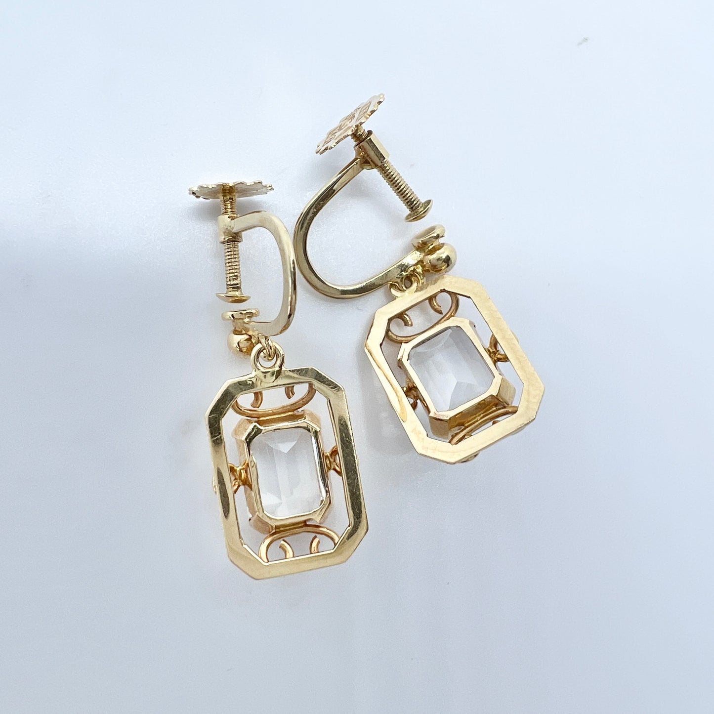 Juvelfabriken, Sweden 1949. Vintage 18k Gold Rock Crystal Earrings.