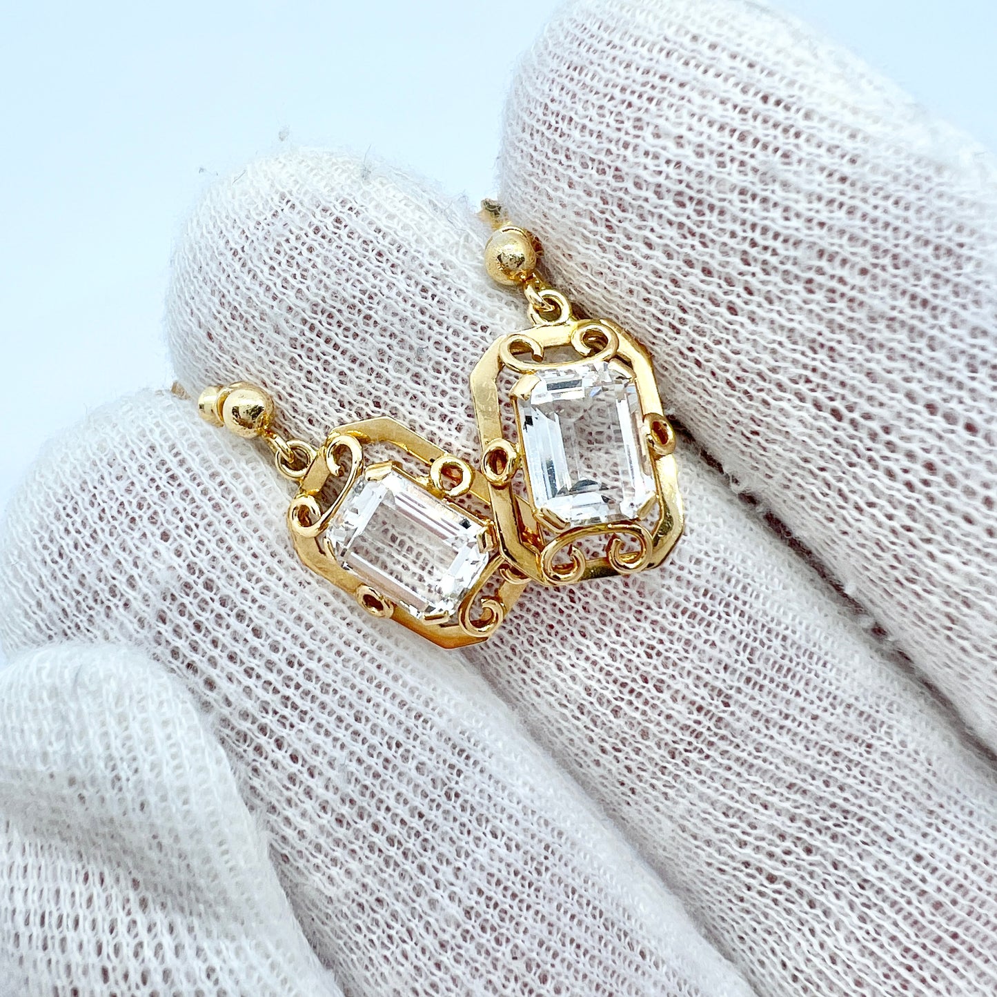 Juvelfabriken, Sweden 1949. Vintage 18k Gold Rock Crystal Earrings.