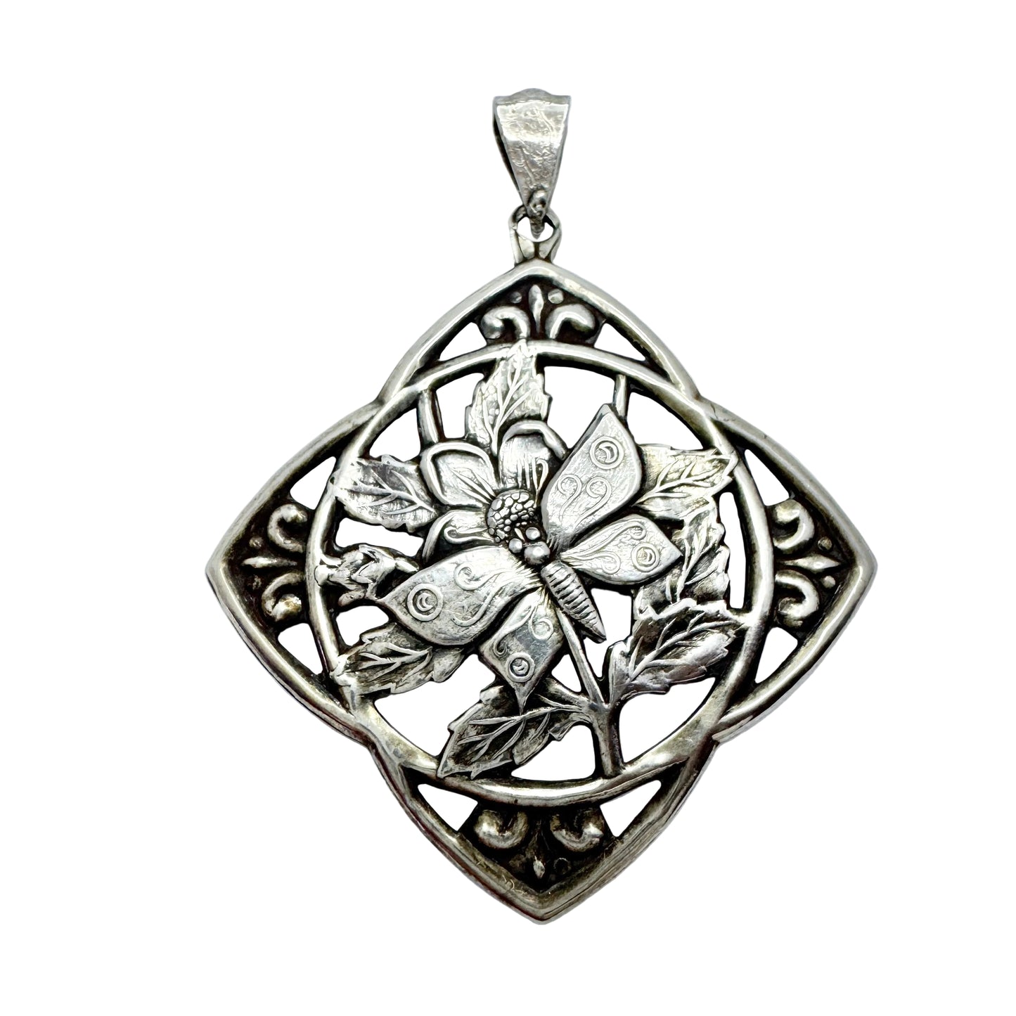 Sweden c 1950. Vintage Solid Silver Butterfly Pendant.