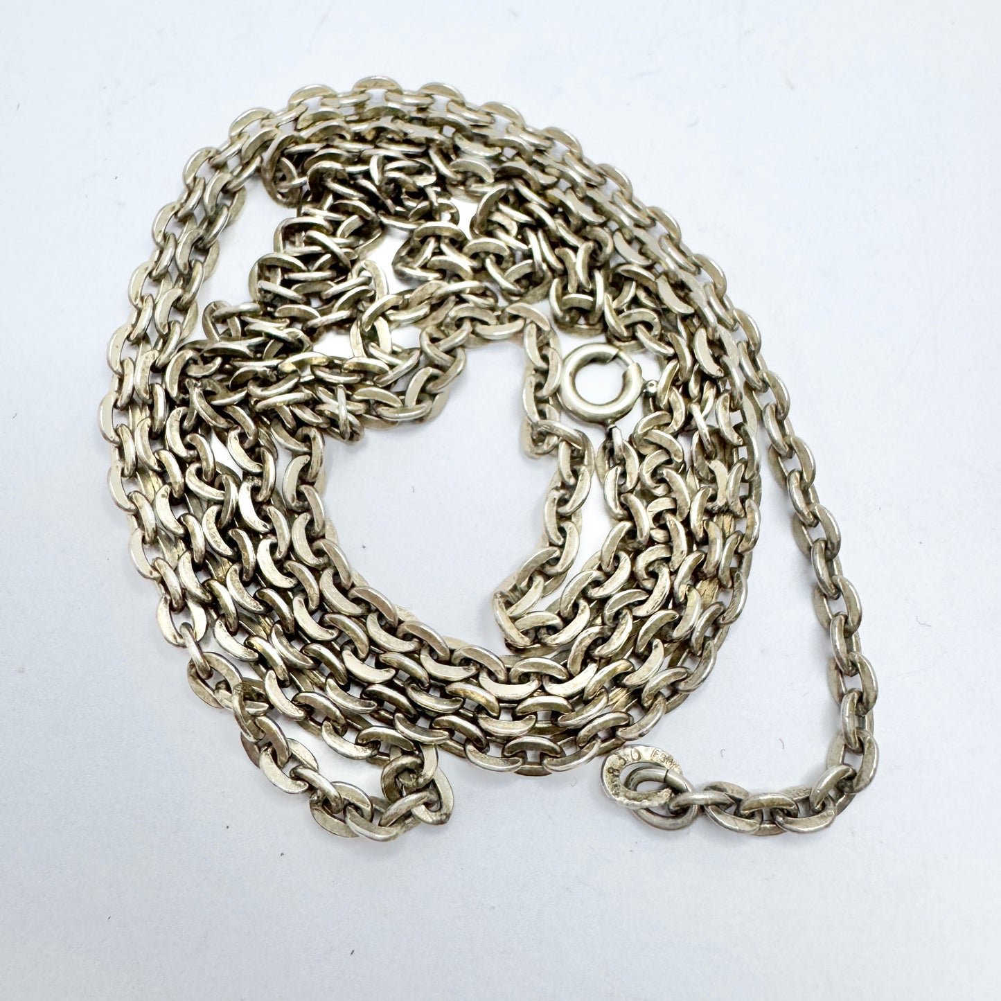 Friedrich Binder, Germany. Vintage c 1950s Solid Silver 81cm Chain.