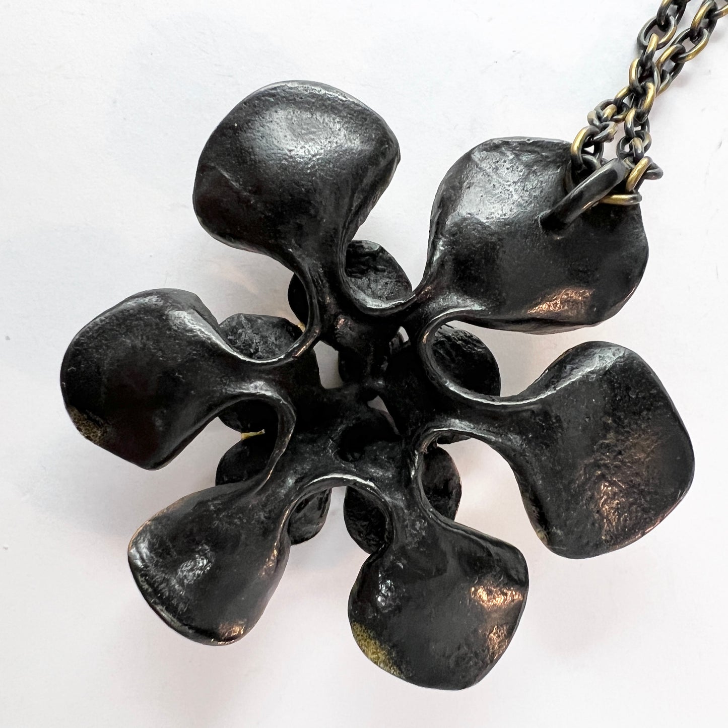 Hannu Ikonen Finland 1970s Large Reindeer Moss Design Bronze Pendant Necklace.