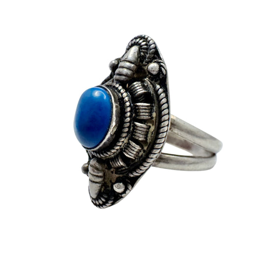 GAZi, Turkey. Vintage Sterling Silver Blue Hardstone Ring