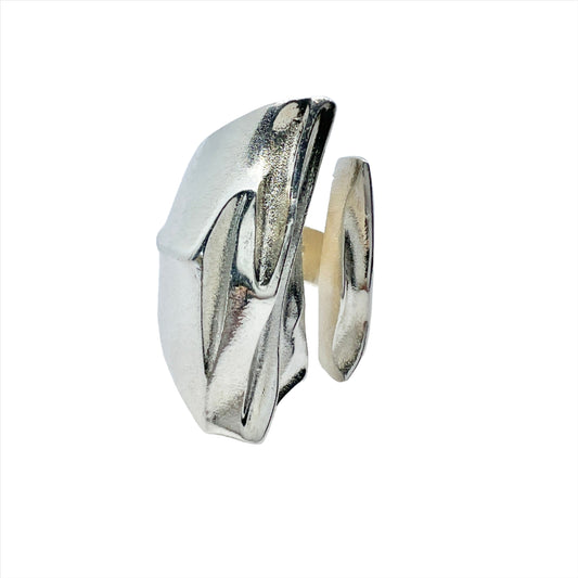 Bjorn Weckstrom for Lapponia, Finland 1982 Bold Sterling Silver Ring. Design: Erosion